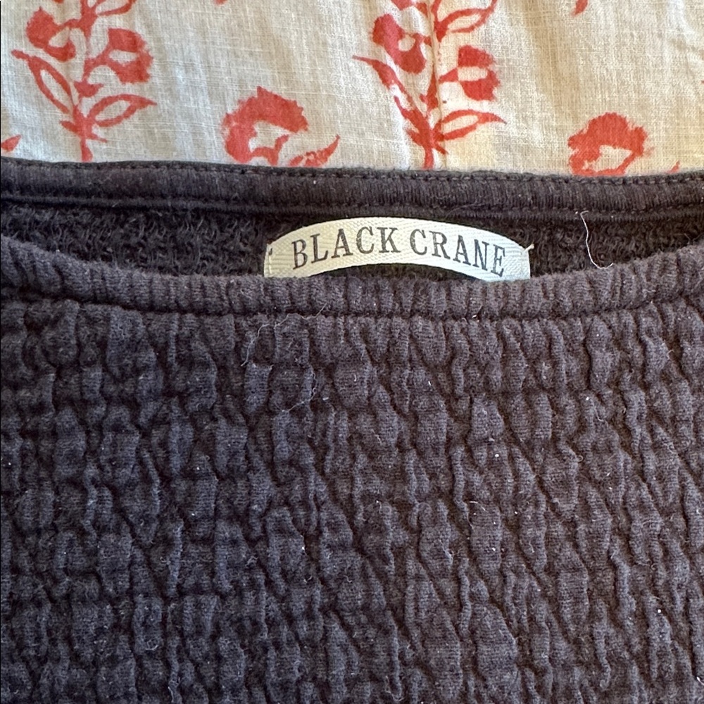 Black Crane Textured Cotton Top XS - Picture 2 of 5